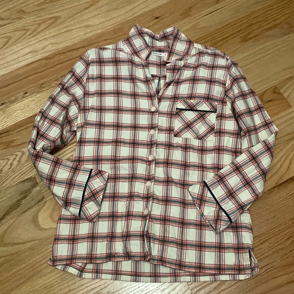 Marine Layer Pajama Top Flannel Classic Red Plaid Womens M warm cozy Winter
